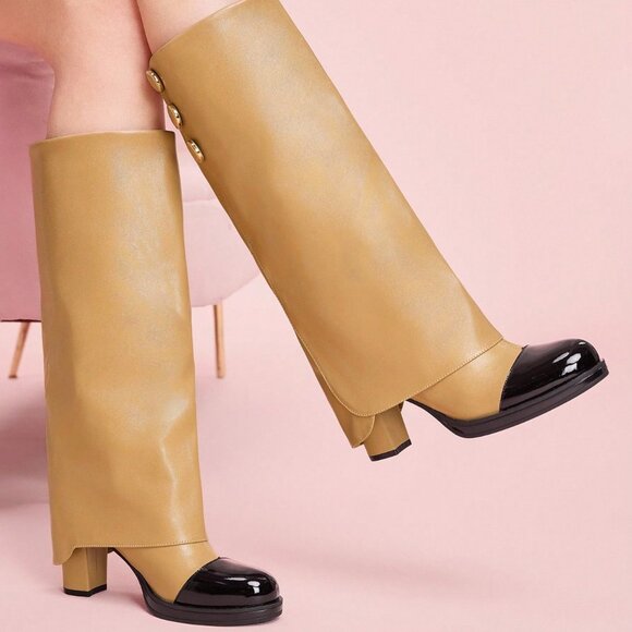 Stylish Women's High Heel Platform knee high Boots - Picture 4 of 10